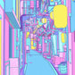 80S Neon City Street Vaporwave Canvas Póster de la calle coreana Anime Pintura decorativa Arte de pared estampados para la habitación Kawaii Decoración de la habitación