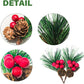 10/20Pcs Christmas Pinecones Pine Needles Branches with Artificial Red Berry Stems for Xmas Tree Garland DIY Crafts Gifts Decor