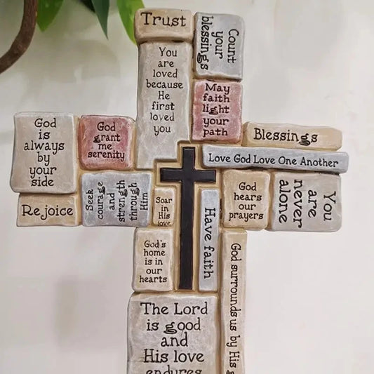 New Resin Prayer Cross Statue Craft Decoration Sculpture Home Interior Scene Church Decoration Wall Hanging Decoration Party