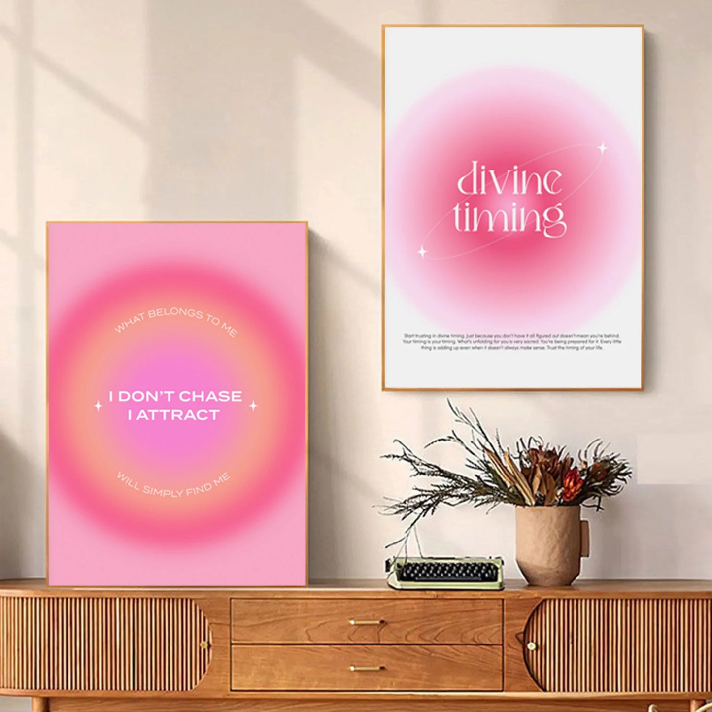 Pink Trendy Engel Nummer Energie Aura Spirituelle Zitate Yoga Poster Leinwand Malerei Wandkunst Bilder Heimzimmer Dekor Geschenk