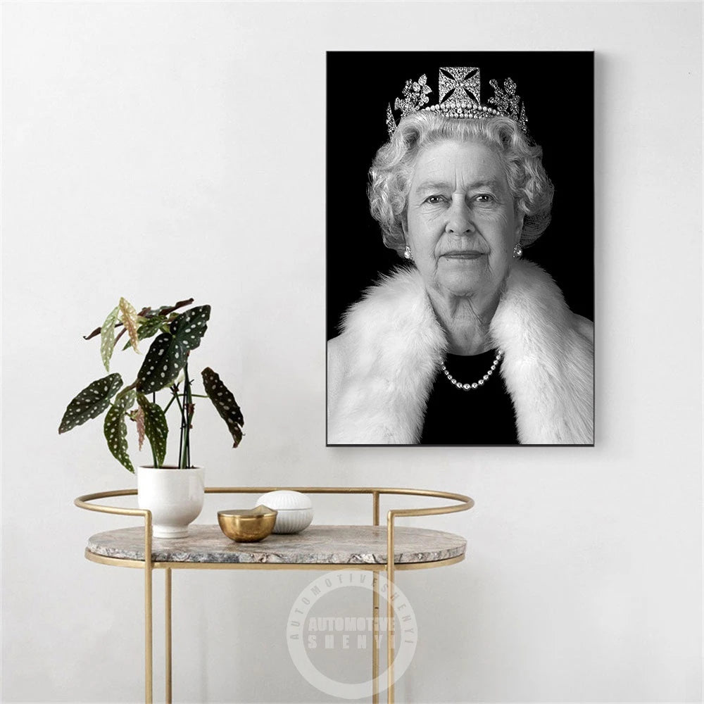 Reina Elizabeth II Poster de retrato Reina Británica Pintura de lienzo