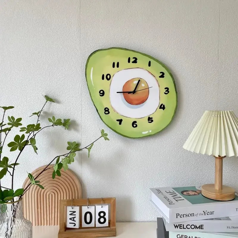 Kreative Cartoon Frucht Avocado Wand Hängende Uhr Wand Hängende Wohnzimmer Schlafzimmer süße stumme dekorative Wanduhr