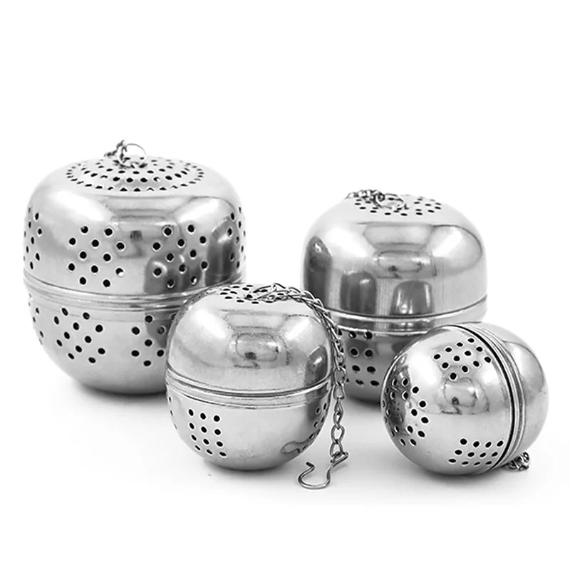 Tea de aço inoxidável Infusor Bola forma de malha Filtro com gancho de chá solto Spiceball com corda Ferramenta de cozinha em casa