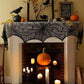 Halloween Bat Table Runner Black Spider Web Lace Tablecloth Fireplace Curtain for Halloween Party Home Decoration Horror Props