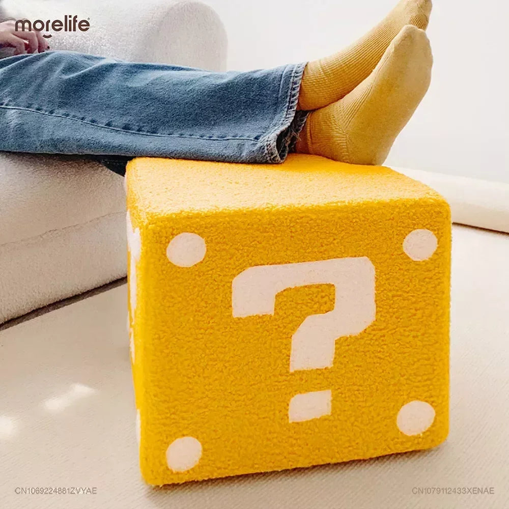 Nordic Creative Cute Fabric Square Yellow Low Stools Sofa Small Footstool Shoe Changing Stool Soft Seat Ottoman Home Furniture