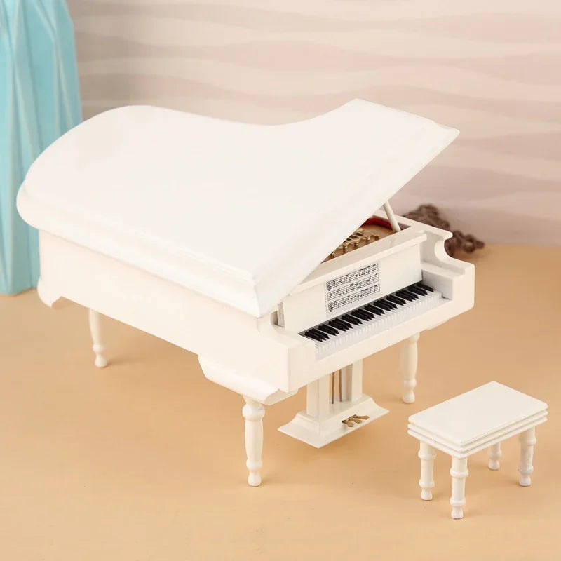 Handmade Wooden Musical Instruments Collection Decorative Ornaments Mini Piano Miniature Model Decoration Gifts