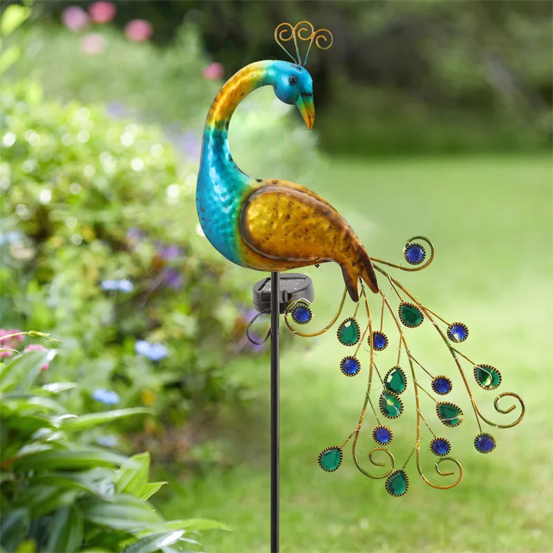 LED Outdoor Solar Peacock Lampe Metall Peacock Statue eignet