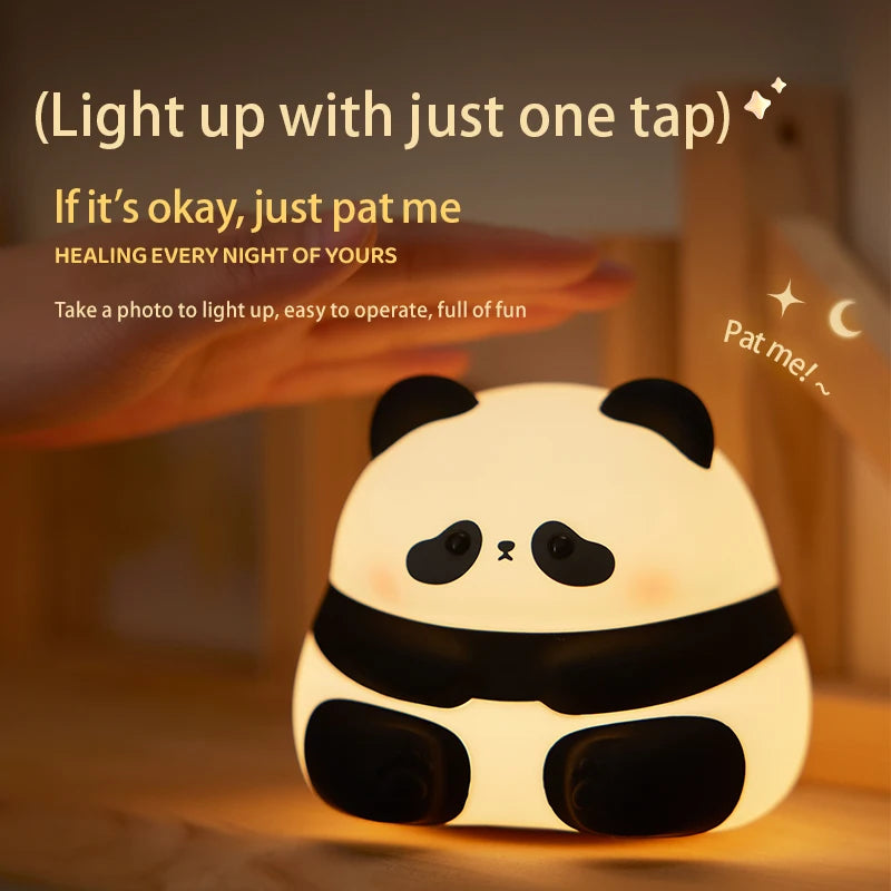 LED Night Light niedliche Panda -Cartoon -Tiere Silikonlampe USB wiederaufladbares Timing Schlafzimmer Schlafzimmer Dekoration für Kinder