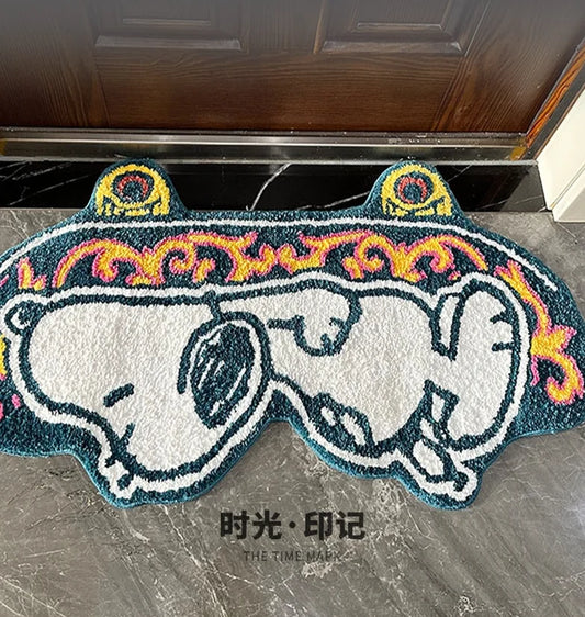 Cartoon Skateboard Dog Alfombra Kawaii Niñas Girls dormitorio Fluffy Fluffy Lave Alfombra 50x100 cm Mat de la altura del suelo Decoración del hogar