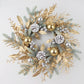 Christmas Wreath For Front Door Artificial Golden Flower Garland Pinecone Rattan Set Hanging Outdoor Christmas Decoration 2024