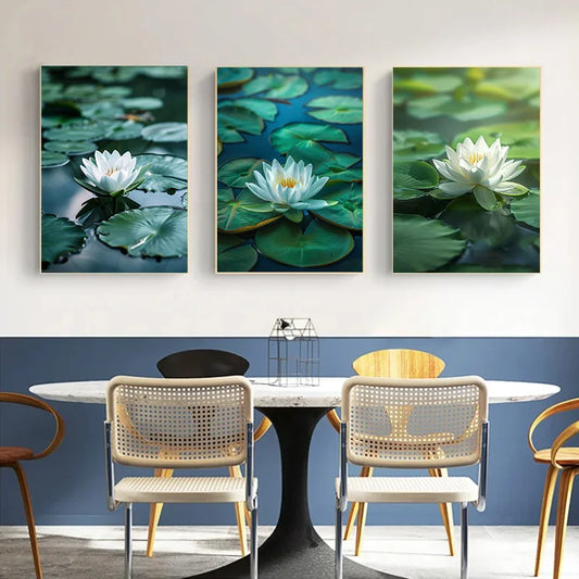 Pleaten van eendenkroevendecoratief schilderij voor slaapkamer decor witte lotus 1 stks decoratie slaapkamer canvas print vijver muurposters