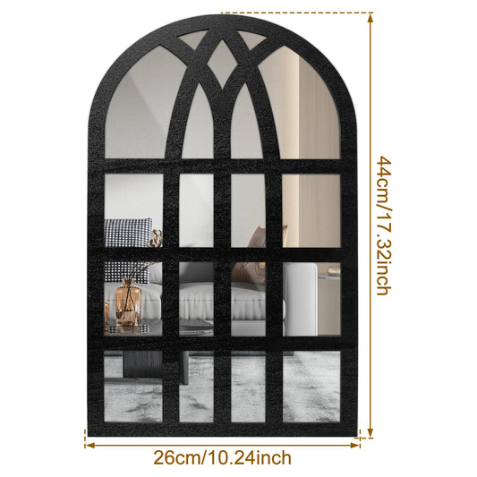 2Pcs Window Wall Mirror for Wall Decor Vintage Rustic Arched Wall Mirror Farmhouse Wall Mirrors Wall Mirror Window Wall Decor