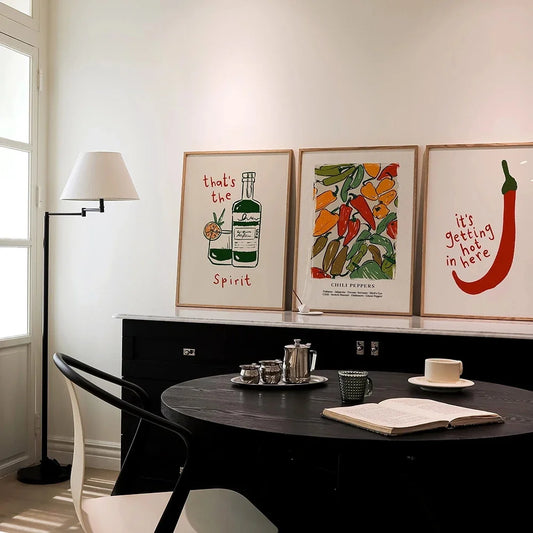 Japanische heiße Chili -Pfeffer Wandkunst Leinwand Malerei Nordische Plakate und Drucke trinken Weinbilder für die Küche Home Dekoration