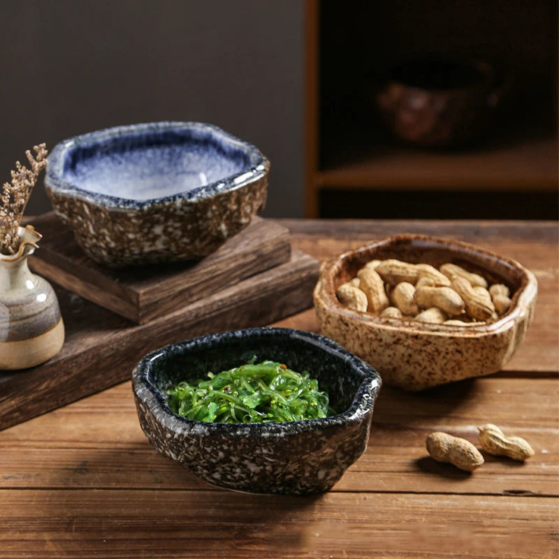 Tigela irregular de cerâmica tigela de cerâmica no estilo ocidental Salada de ensopado de duas orelhas