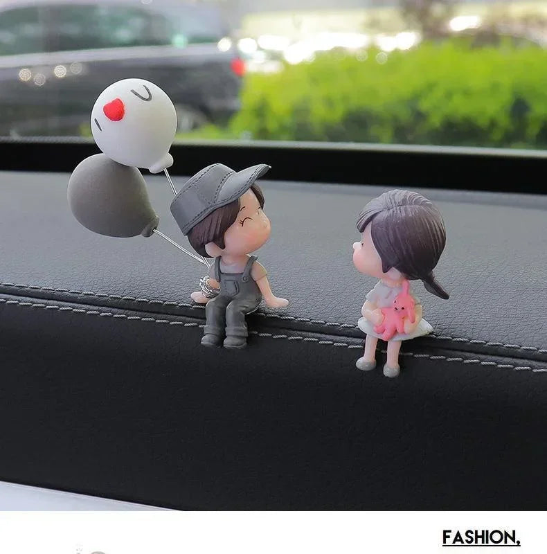 Car Decoration Cute Cartoon Couples Figure Figurines Balloon Ornament Auto Interior Dashboard Accessory for Girls Gifts Supply