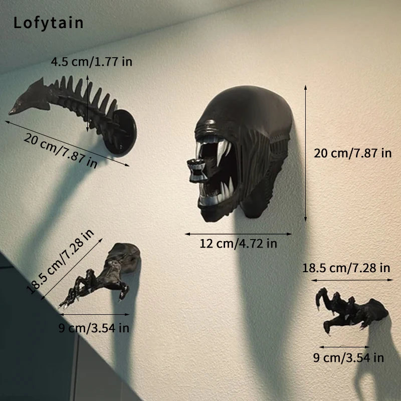 Lofytain Alien Xenomoph Wall Art Sculpture Statue Horreur Alien Predator Sci-Fi Monster Beasts Decoration Halloween Gifts Accessoires