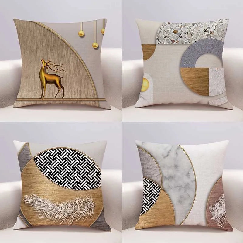 Modern light luxury earth warm color dirt-resistant pillow cover living room sofa pillow, home decoration cushion cover