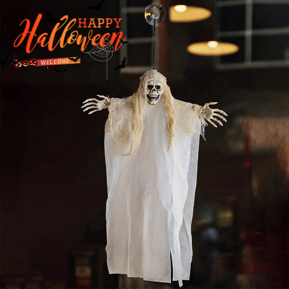 Halloween Creepy Skeleton Face Hanging Ghost Pendant Horror Skull Ghost Prop Party Supplies Haunted House Indoor Outdoor Decor