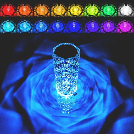 Ricaricabile a 16 colori RGB Rosa LED Night Color Clabor Crystal Touch Table Lampada per l'arredamento natalizio per il comodino camera da letto