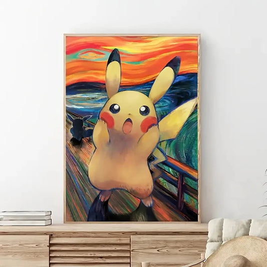 Póster de Potdemiel Pikachu Magby Canvas Arte de pared impresa Pintura decorativa de anime japonesa para niños Decoración de la pared de la habitación para el amigo