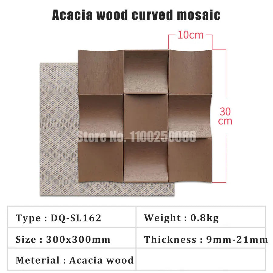 Curved Black Walnut Log Solid Wood Mosaic Tiles Tea Wooden Acoustic Diffuser Panel Board Villa Hotel TV Background Wall Decor