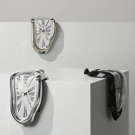 Reloj de derretimiento surrealista Reloj de pared de muro derretido silencioso Vistilización de pared de estilo Dali para la mesa decorativa de la oficina del hogar regalo de escritorio