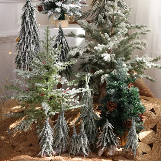 Mini Christmas Tree Artificial Snow Simulation Frost Pine Tree Desktop Decorative Supply Christmas Ornaments Decoration Gift