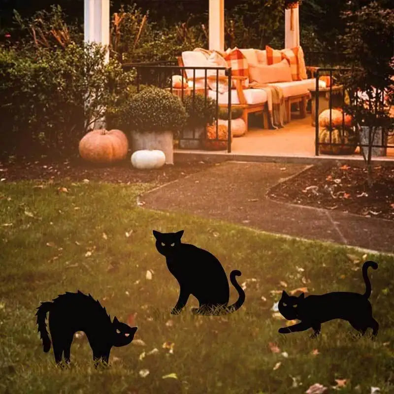 Halloween Decorations Creative Black Cat Garden Silhouette Halloween Ornaments Cat Stakes Yard Sign Courtyard Lawn Scary Decor