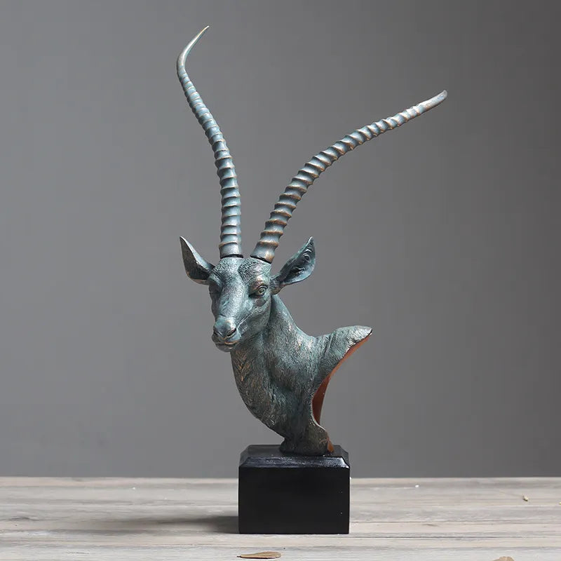 Nordic Antelope Head Statue Desktop Resin Crafts Sculpture Home Decoration Animal Figurine Decoration Accessories