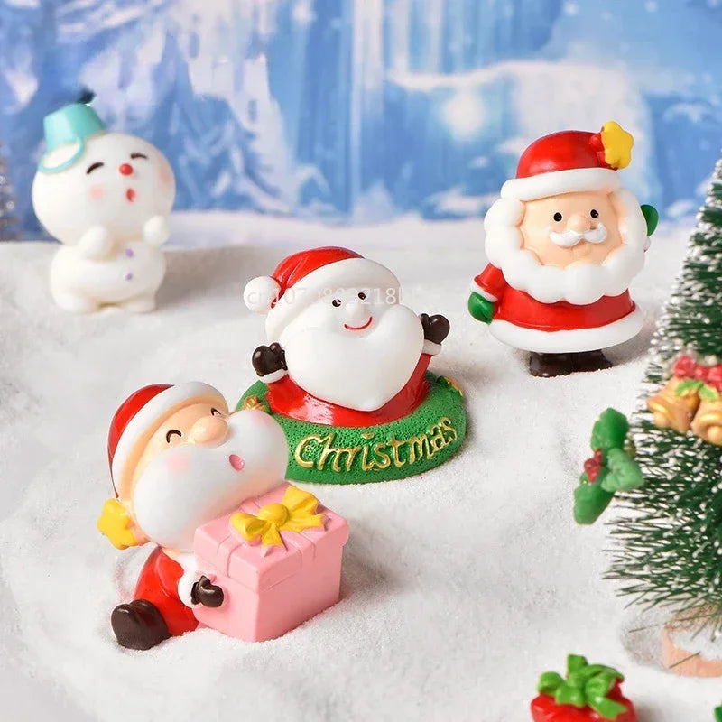 Christmas Decoration Santa Claus Snowman Figurine Fairy Christmas Miniatures Figurines Christmas Gifts DIY Home Decoration