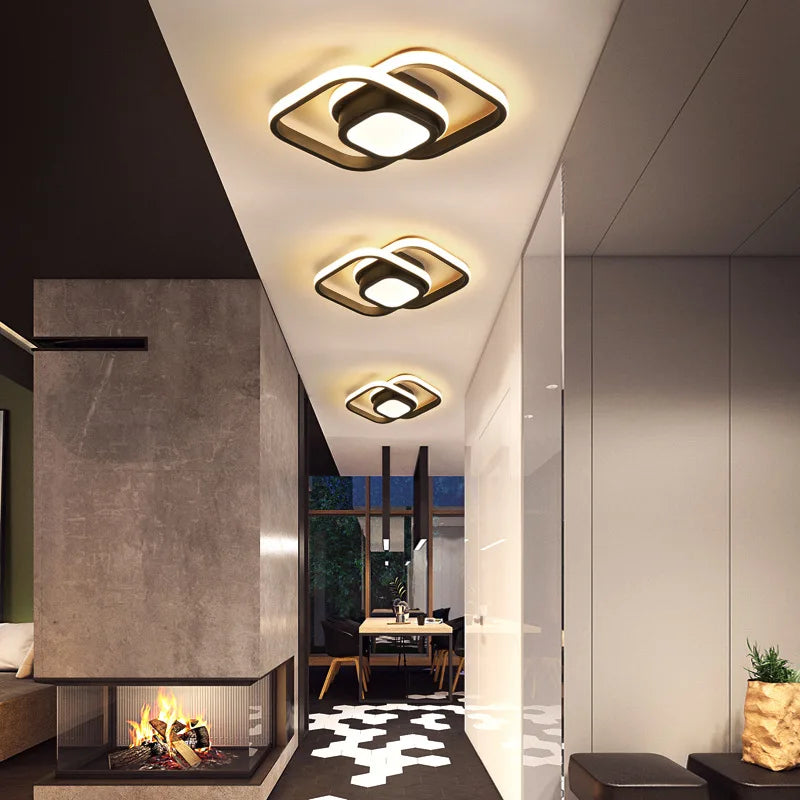 Petit plafond LED moderne 2 Anneaux Créatif Design Plafond LAXE ALIMENTATIONS ÉCLAIRES INDOOR BALCON BALCON BURE