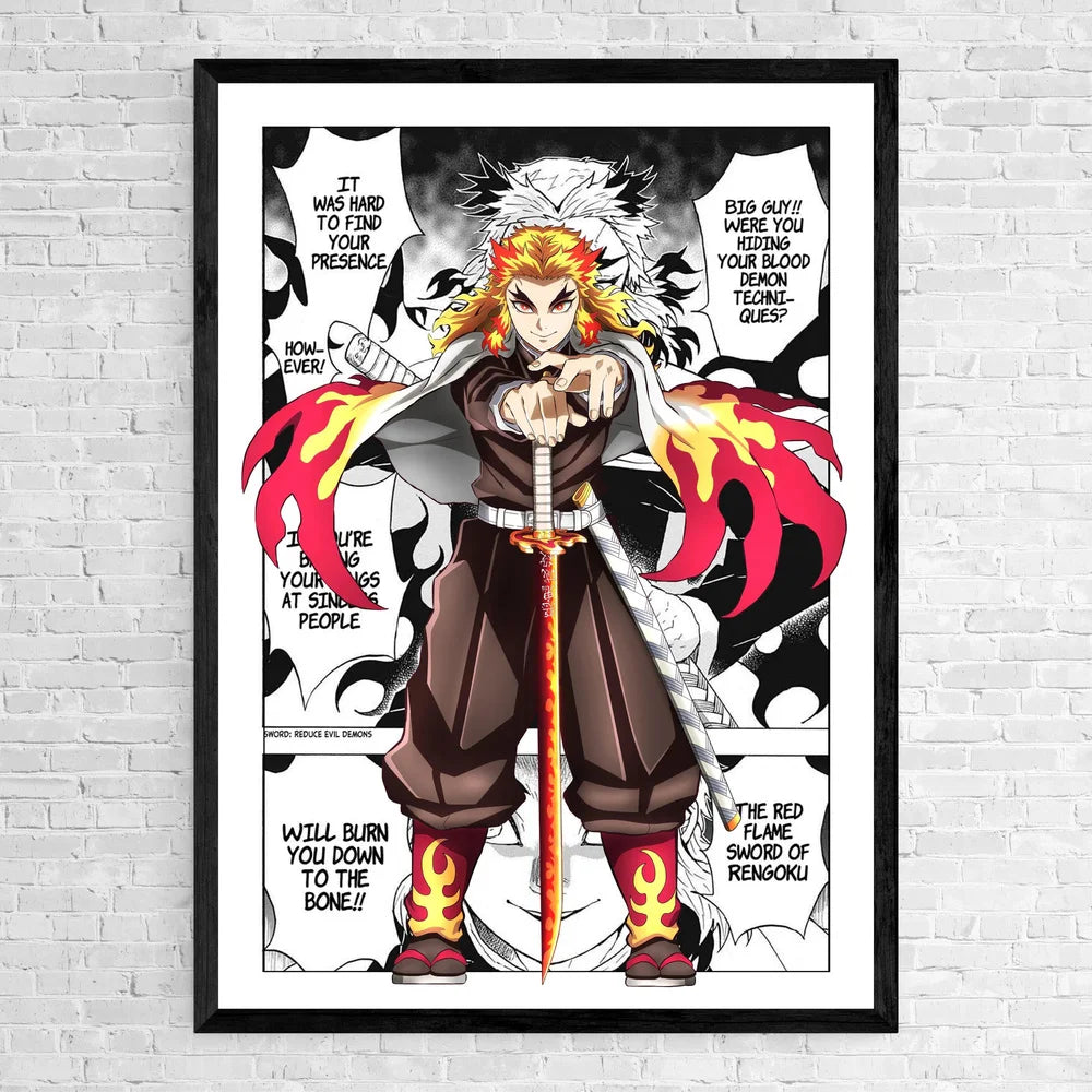Set of 6 Comic Wall Art Poster Japanese Manga Demon Slayer Canvas Painting Print Canvas Picture for Home Wall Decor Cuadros