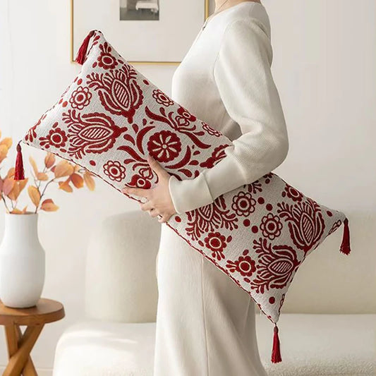 30X70CM American Jacquard Cushion Cover 2024 New Red Light Luxury Pillow Covers Decorative Long Waist throw Pillow Cases