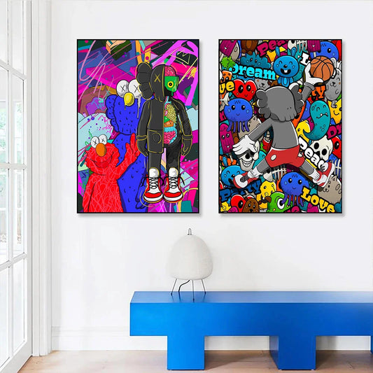 Street Graffiti Abstract Trendy Violent Teddy Bear Wall Art Prints Poster Woonkamer Home Decor Canvas Painting Murals Pictures Foto's