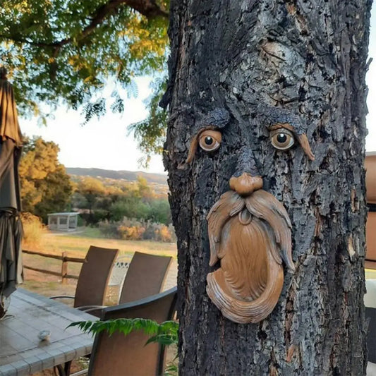 Resin Old Man Tree Face Bark Face Ghost Face Facial Easter Outdoor Outdoor Garden Decoration Outdoor Bird Meeder Jardin Decor