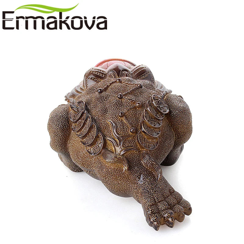 Ermakova 3 Estilos diferentes resina resina cor de cor de cor de dinheiro da sorte Fatuagem de sapo com moeda feng shui tea animal de estimação ornamento