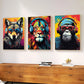 Carteles de juegos geniales animales con auriculares estampados de arte de pared pinturas de lienzo