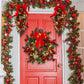 3 Pcs Christmas Pre Lit Wreath and Swag with Lights Artificial 24in Christmas Garland for Front Door Outdoor Indoor Home Party