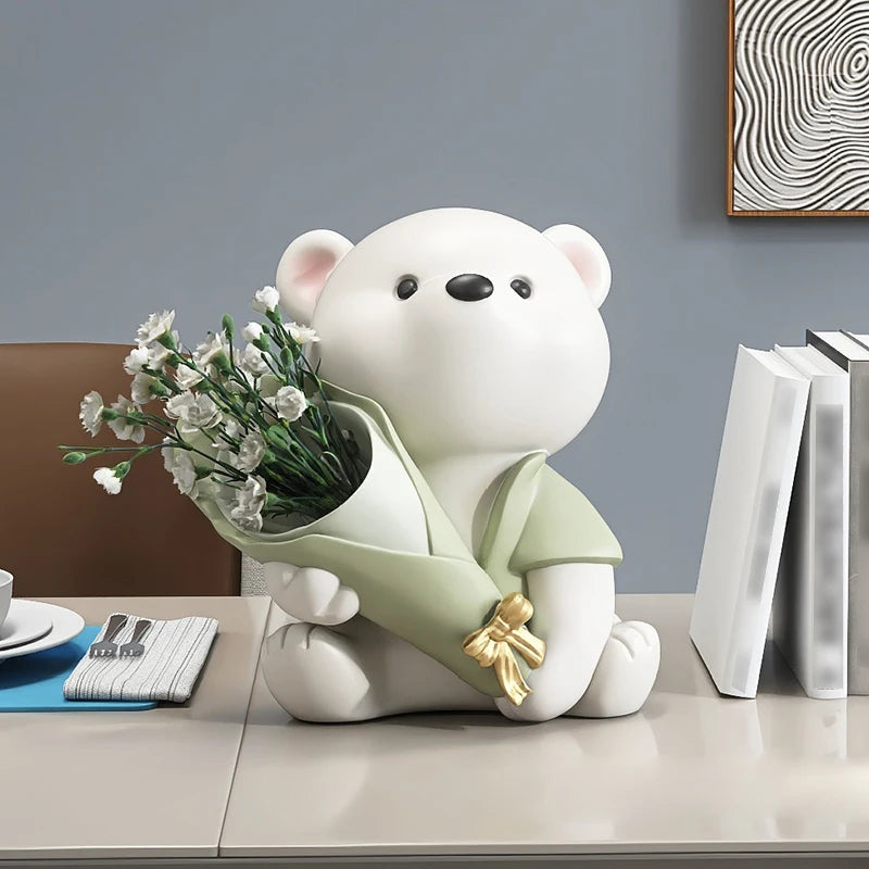 Estátua criativa Decorações de urso Acessórios para casa Cabinetes de TV Armários de TV Arranjos de Flores de Hallwea