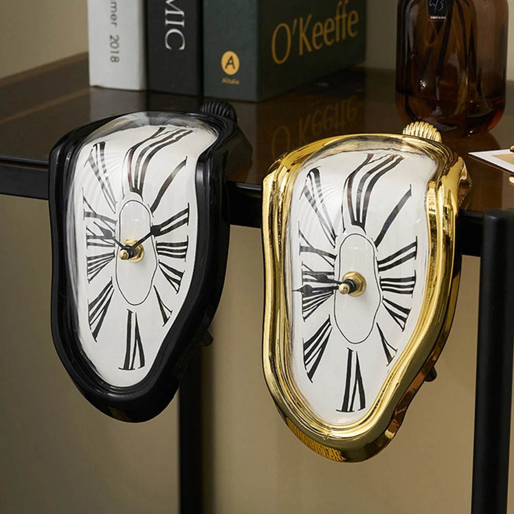 Reloj surrealista de derretimiento Salvador Dali Pedestal Wall Watch Watch Watching Modern Office Bookshelf Relojes decorativos