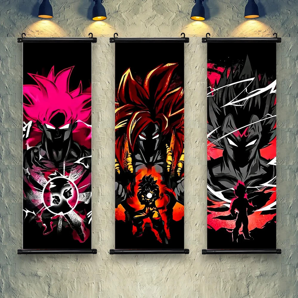 Pintura de lona Japan Bandai Anime Super Saiyan Goku Art Print Dragon Ball Pictures Cross Classic Home Decor Bedroom para pared