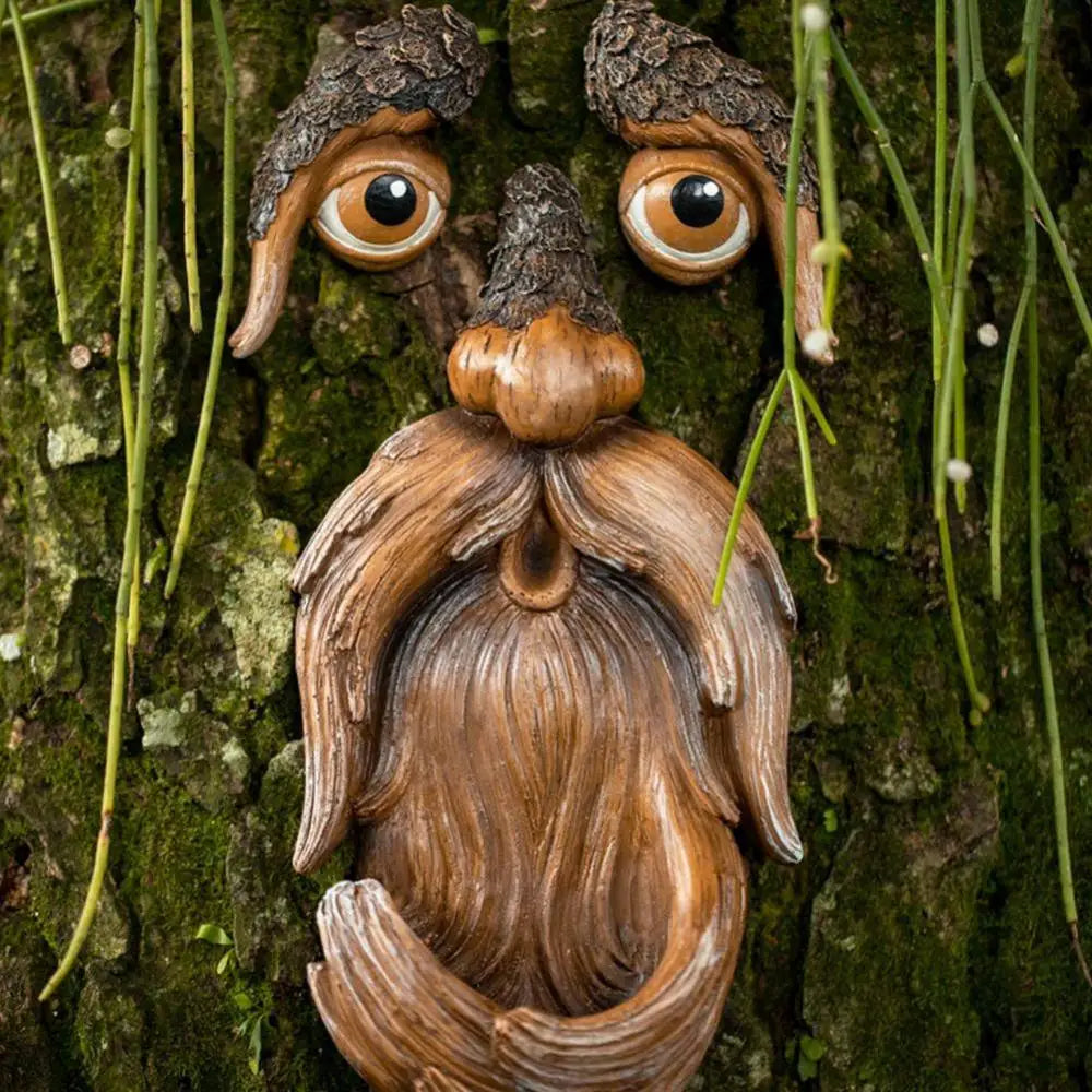 Resina Old Man Árvore Face Hugger Bark Face Face Facial Páscoa Antiga Jardim Decoração do jardim do jardim ao ar livre Decoração de jardin