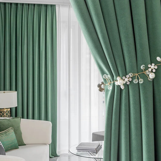 Nordic Elegant Living Room Curtains Modern Curtains Velvet Blackout Bedroom Warm Interior Decoration Tulle