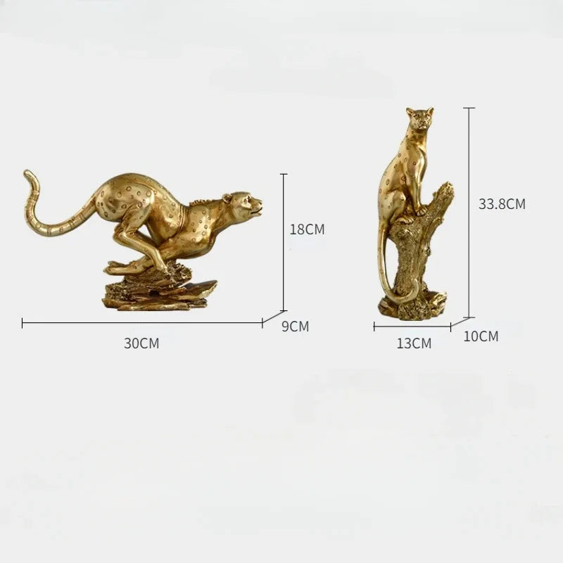 Statua del leopardo d'oro in resina, ornamenti per sculture per ufficio, decorazione per la casa, regalo di compleanno