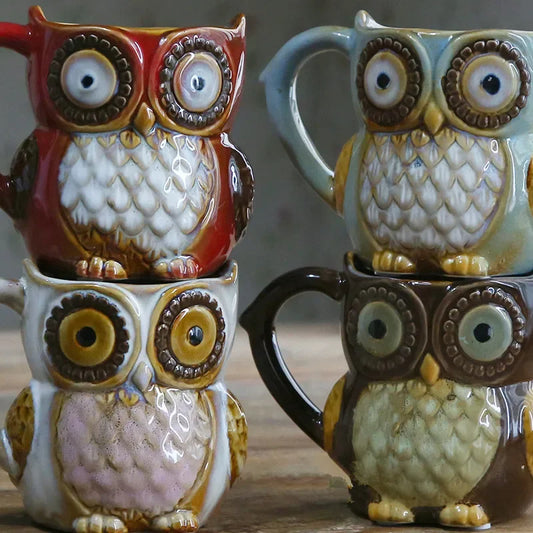 3D Animal Cup Cute Owl Mugs 300ml Cartoon Coffee Mug Ceramic Milk Tea Cups Breakfast Morning Coffee Mug for Collection Drinkware